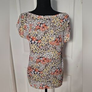 LOFT Floral Mixed Media Blouse